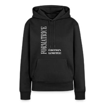 formatrice - Sweat à capuche Premium bio Femme - noir - Devant - Julia (174cm)