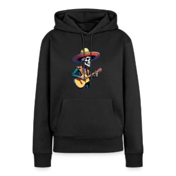Mexicain Mariachi Squelette Guitariste Fiesta - Sweat à capuche Premium bio Femme - noir - Devant - Julia (174cm)