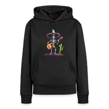 Mexicain Mariachi Squelette Guitariste Fiesta - Sweat à capuche Premium bio Femme - noir - Devant - Julia (174cm)