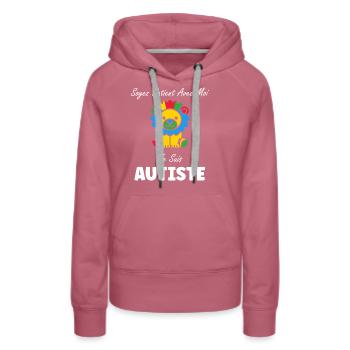 Soyez patient avec moi je suis autiste - Sweat à capuche Premium bio Femme - mauve - Devant - Isabella (175cm)
