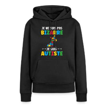 Je ne suis pas bizarre je suis autiste - Sweat à capuche Premium bio Femme - noir - Devant - Julia (174cm)