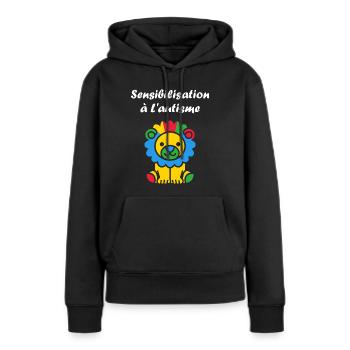 Animal Sensibilisation à l'autisme - Sweat à capuche Premium bio Femme - noir - Devant - Julia (174cm)