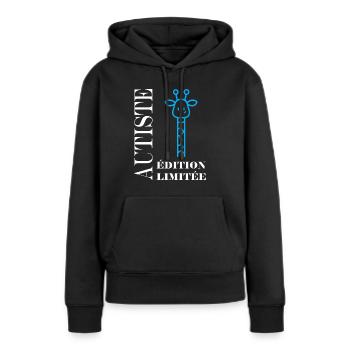 sensibilisation à l'autisme autiste - Sweat à capuche Premium bio Femme - noir - Devant - Julia (174cm)