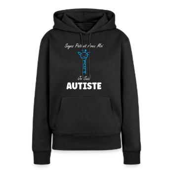 sensibilisation à l'autisme autiste - Sweat à capuche Premium bio Femme - noir - Devant - Julia (174cm)