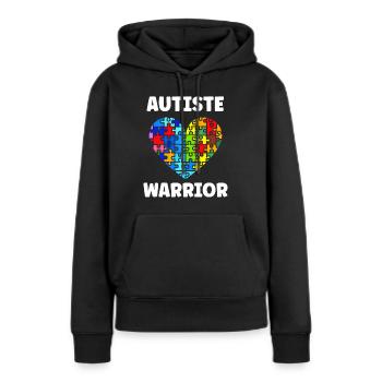 sensibilisation a l'autisme autiste - Sweat à capuche Premium bio Femme - noir - Devant - Julia (174cm)