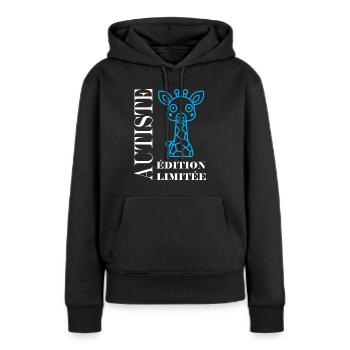 sensibilisation à l'autisme autiste - Sweat à capuche Premium bio Femme - noir - Devant - Julia (174cm)