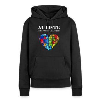 sensibilisation a l'autisme autiste - Sweat à capuche Premium bio Femme - noir - Devant - Julia (174cm)