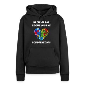 sensibilisation a l'autisme autiste - Sweat à capuche Premium bio Femme - noir - Devant - Julia (174cm)