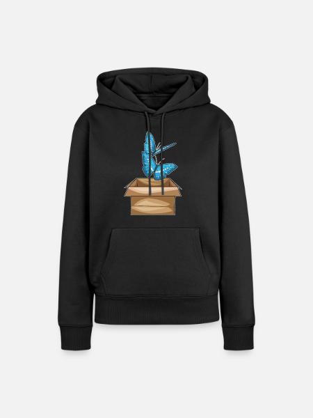 Schmetterling Karton - Frauen Premium Bio Hoodie - Schwarz