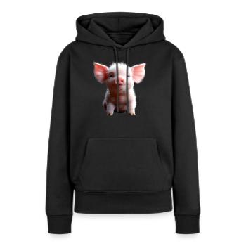 Cochon domestique Cochon Cochon Porcelet Cochon - Sweat à capuche Premium bio Femme - noir - Devant - Julia (174cm)