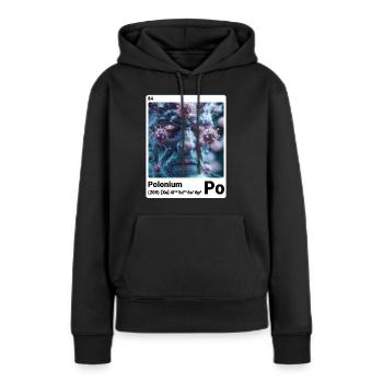 AI am Polonium (wt) mode périodique nerd - Sweat à capuche Premium bio Femme - noir - Devant - Julia (174cm)