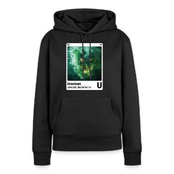 AI am Uranium (wt) mode périodique nerd - Sweat à capuche Premium bio Femme - noir - Devant - Julia (174cm)