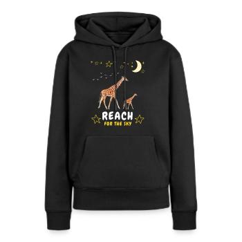 Greifen Sie nach dem Himmel - Giraffenfamilie - Frauen Premium Bio Hoodie - Schwarz - Vorne - Julia (174cm)