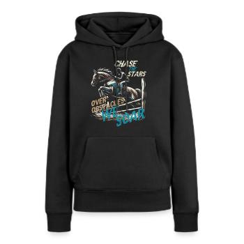 JAGEN SIE DIE STERNE ÜBER HINDERNISSE WIR SCHWEBEN, REITER - Frauen Premium Bio Hoodie - Schwarz - Vorne - Julia (174cm)