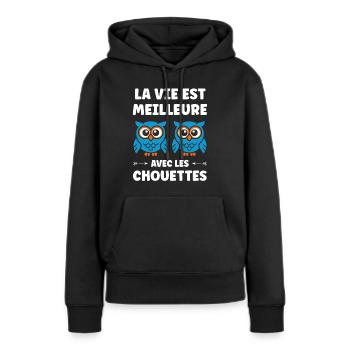 Netter Humor - Frauen Premium Bio Hoodie - Schwarz - Vorne - Julia (174cm)
