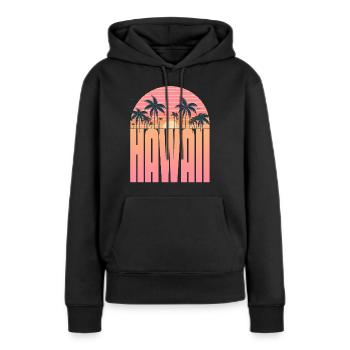 Sérénité au coucher du soleil tropical : l’ Aloha, Hawaï - Sweat à capuche Premium bio Femme - noir - Devant - Julia (174cm)