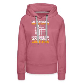 Humour Carreleur Carrelage Citation - Sweat à capuche Premium bio Femme - mauve - Devant - Isabella (175cm)