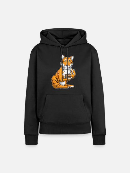 Tiger Kuchen - Frauen Premium Bio Hoodie - Schwarz