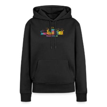 Nashvillian Skyline Nashville - Frauen Premium Bio Hoodie - Schwarz - Vorne - Julia (174cm)