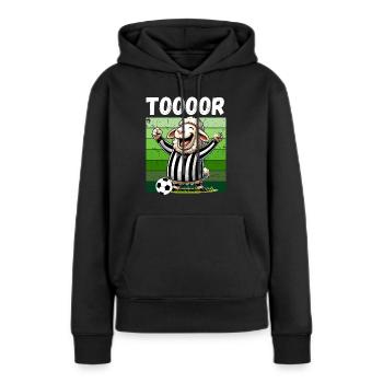 Football Fan de football Arbitre Penalty Kick Terrain de football - Sweat à capuche Premium bio Femme - noir - Devant - Julia (174cm)
