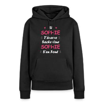 sophie - Sweat à capuche Premium bio Femme - noir - Devant - Julia (174cm)