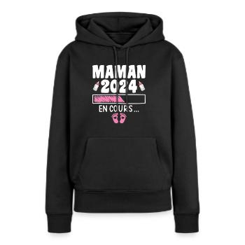 Werdende Mutter 2024 Fortlaufend Schwangere Mutter - Frauen Premium Bio Hoodie - Schwarz - Vorne - Julia (174cm)