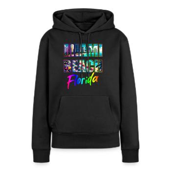 Miami Beach - Floride - Sweat à capuche Premium bio Femme - noir - Devant - Julia (174cm)