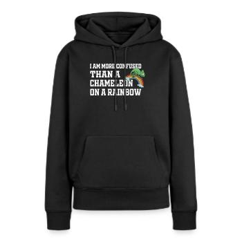 Je suis plus confus qu’un caméléon - Sweat à capuche Premium bio Femme - noir - Devant - Julia (174cm)