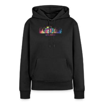 Orlandoan Skyline Orlando - Frauen Premium Bio Hoodie - Schwarz - Vorne - Julia (174cm)