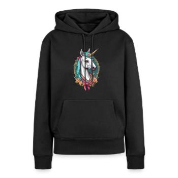 Maman Licorne Maman Drôle Maman Fête des Mères - Sweat à capuche Premium bio Femme - noir - Devant - Julia (174cm)