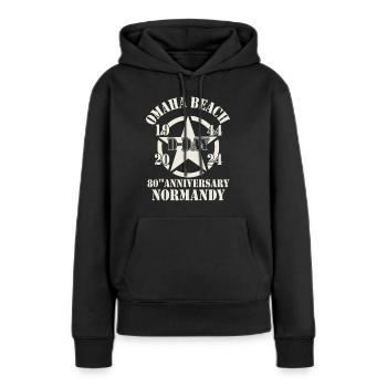 Omaha Beach 1944 D-Day 2024 80-jähriges Jubiläum - Frauen Premium Bio Hoodie - Schwarz - Vorne - Julia (174cm)