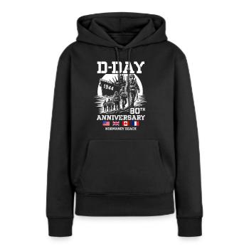 80. Geburtstag der Landung am Strand der Normandie - Frauen Premium Bio Hoodie - Schwarz - Vorne - Julia (174cm)