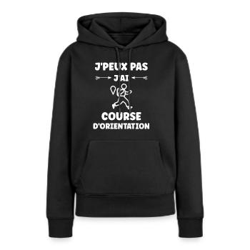 course d'orientation - Sweat à capuche Premium bio Femme - noir - Devant - Julia (174cm)