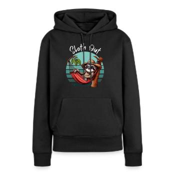 Sloth Hamac Time Out Vacances Plage Mer Fun - Sweat à capuche Premium bio Femme - noir - Devant - Julia (174cm)