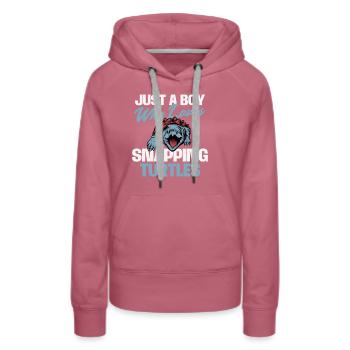 Just A Boy Who Loves Snapping Turtles - Sea Turtle - Women’s Premium Organic Hoodie - mauve - Front - Isabella (175cm)
