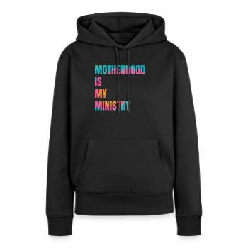 La maternité est mon ministère - Sweat à capuche Premium bio Femme - noir - Devant - Julia (174cm)