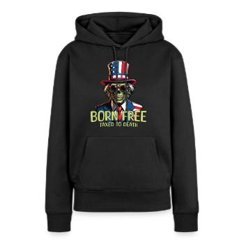 Né libre, imposé à mort, 4 juillet - Sweat à capuche Premium bio Femme - noir - Devant - Julia (174cm)