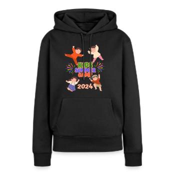 Sommercamp für Kinder - Frauen Premium Bio Hoodie - Schwarz - Vorne - Julia (174cm)