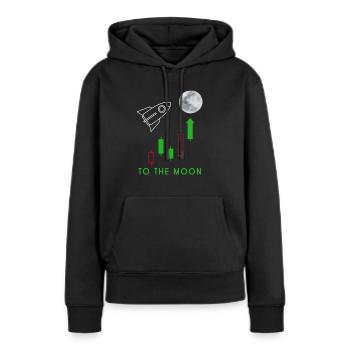 Candlesticks to the moon with rocket - Frauen Premium Bio Hoodie - Schwarz - Vorne - Julia (174cm)