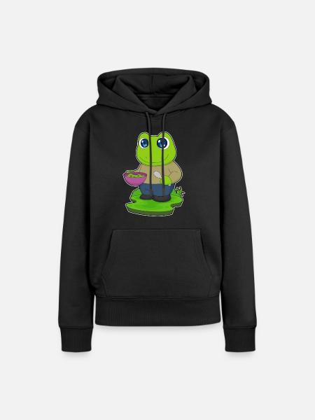 Frosch Koch Schüssel Kochen - Frauen Premium Bio Hoodie - Schwarz