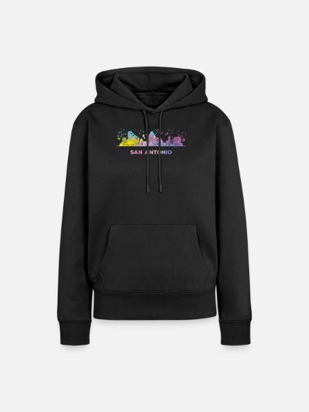 San Antonian Skyline San Antonio - Frauen Premium Bio Hoodie - Schwarz