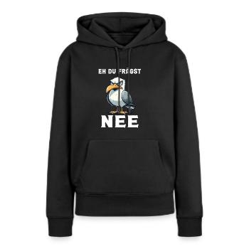Bevor du fragst nein, Möwe - Frauen Premium Bio Hoodie - Schwarz - Vorne - Julia (174cm)
