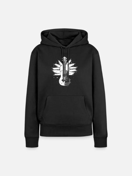 Ukulele Skizze - Frauen Premium Bio Hoodie - Schwarz