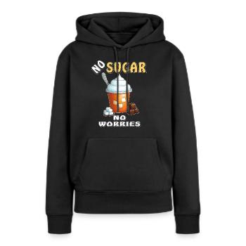 PAS DE SUCRE, PAS DE SOUCIS - Sweat à capuche Premium bio Femme - noir - Devant - Julia (174cm)