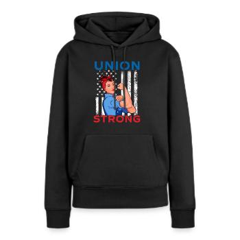 Syndical Strong Skilled Worker Fête du travail - Sweat à capuche Premium bio Femme - noir - Devant - Julia (174cm)