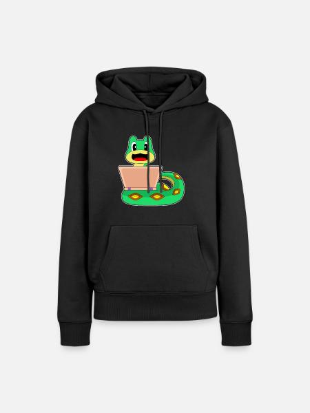 Schlange Laptop - Frauen Premium Bio Hoodie - Schwarz