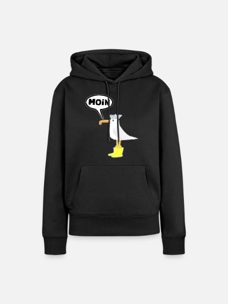 moin moin Möwe Gummistiefel Stiefel - Frauen Premium Bio Hoodie - Schwarz