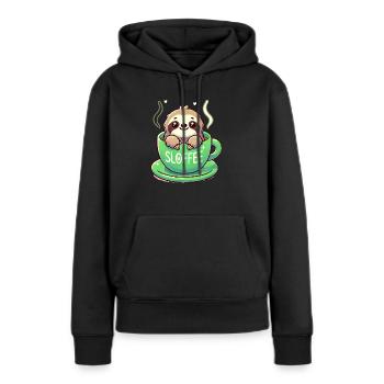 Süßes Faultier Kaffee Liebhaber - Frauen Premium Bio Hoodie - Schwarz - Vorne - Julia (174cm)