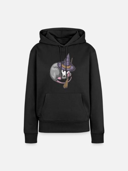 Beutelratte Hexe Besen - Frauen Premium Bio Hoodie - Schwarz