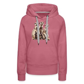 Three meerkats - Women’s Premium Organic Hoodie - mauve - Front - Isabella (175cm)